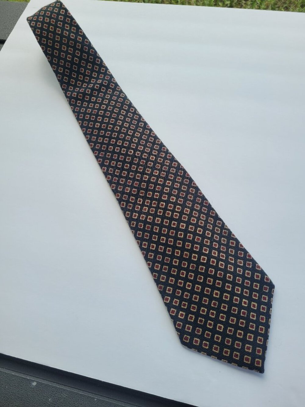 Vintage Polo Ralph Lauren Tie Men Made by Hand in USA Black 100% Wool Geometric